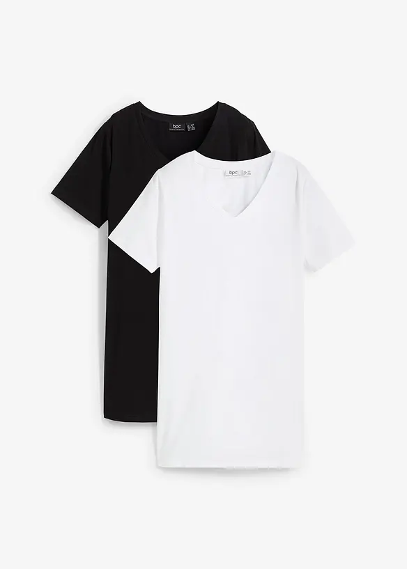 Lång topp med V-ringning (2-pack), bonprix
