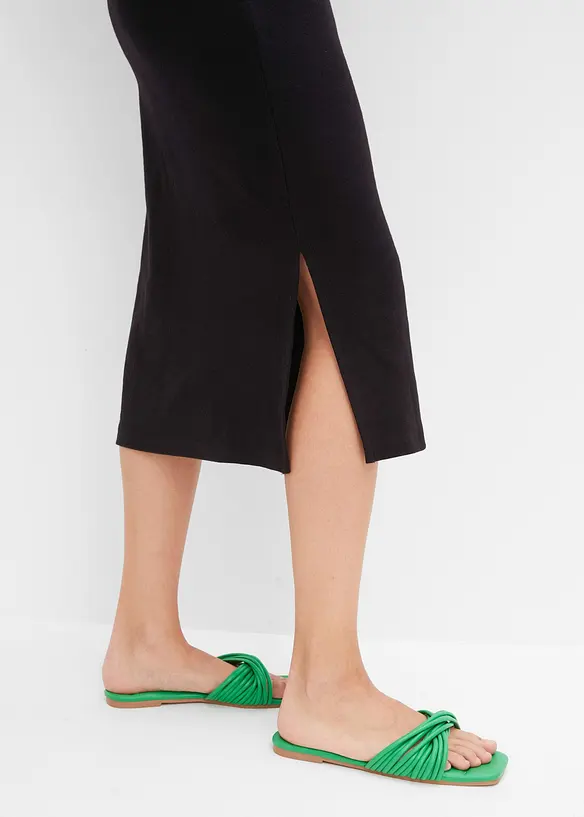 Ribbad bodycon-kl&auml;nning i elastisk bomullsmix, bonprix