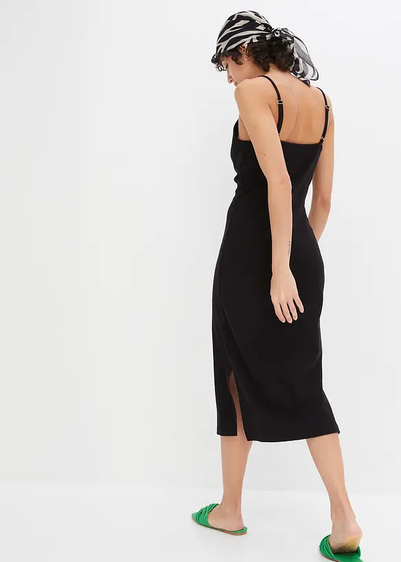 Ribbad bodycon-kl&auml;nning i elastisk bomullsmix, bonprix