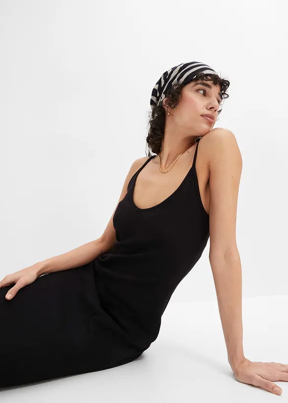 Ribbad bodycon-kl&auml;nning i elastisk bomullsmix, bonprix