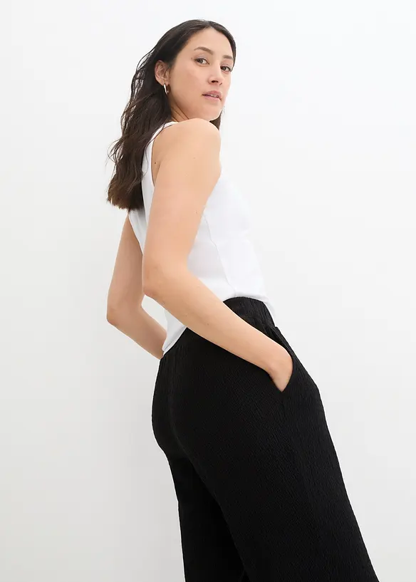 Ankellång jerseybyxa i ett strukturmaterial, bonprix