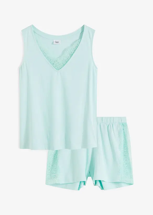 Pyjamas med shorts och spetsdetaljer, bonprix