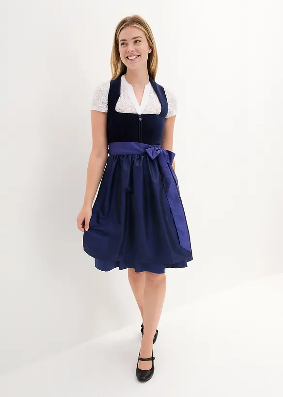 Dirndl med sammetlivstycke och satinförkläde (2 delar), bonprix