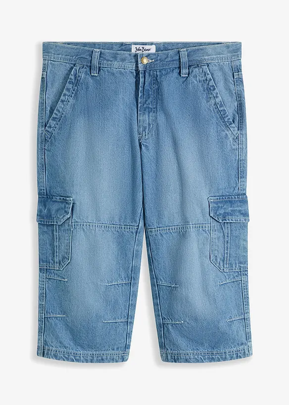 Regular Fit Stretch 3/4-Jeans med cargofickor, Straight, bonprix