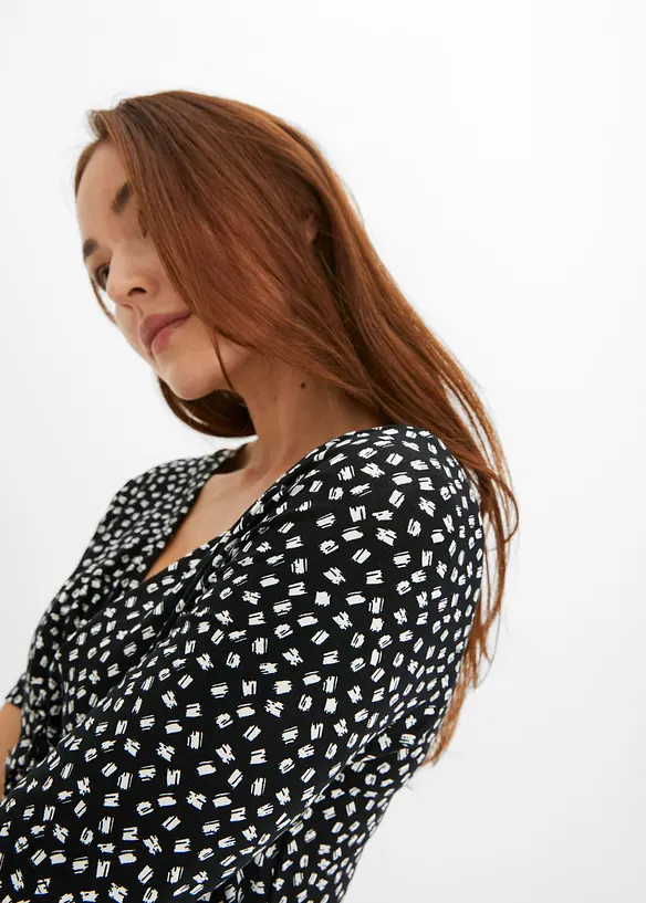 M&ouml;nstrad jerseykl&auml;nning med drapering, bonprix