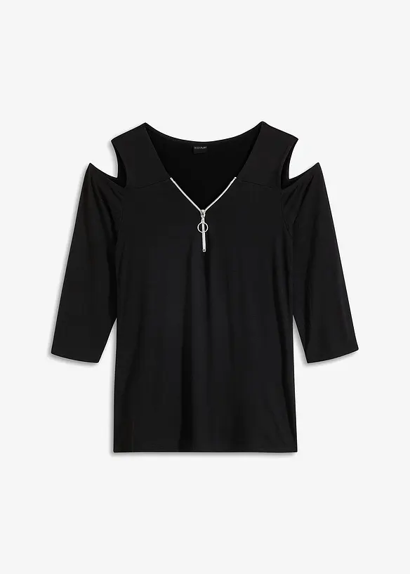 Cold shoulder-topp i följsam viskos, bonprix