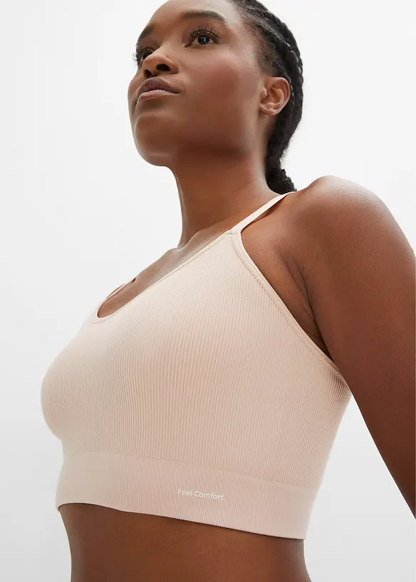 Sömlös och ribbstickad Feel Comfort BH-topp, bonprix