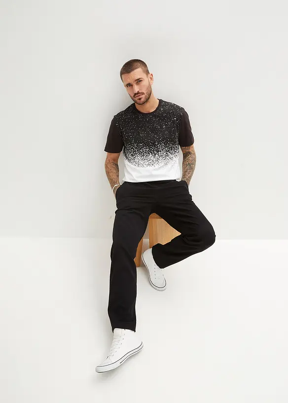 Stretchig dra på-byxa med raka ben, Relaxed Fit, bonprix