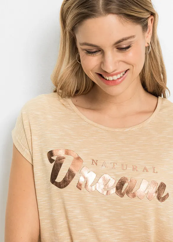 Lång topp med viskosandel, bonprix