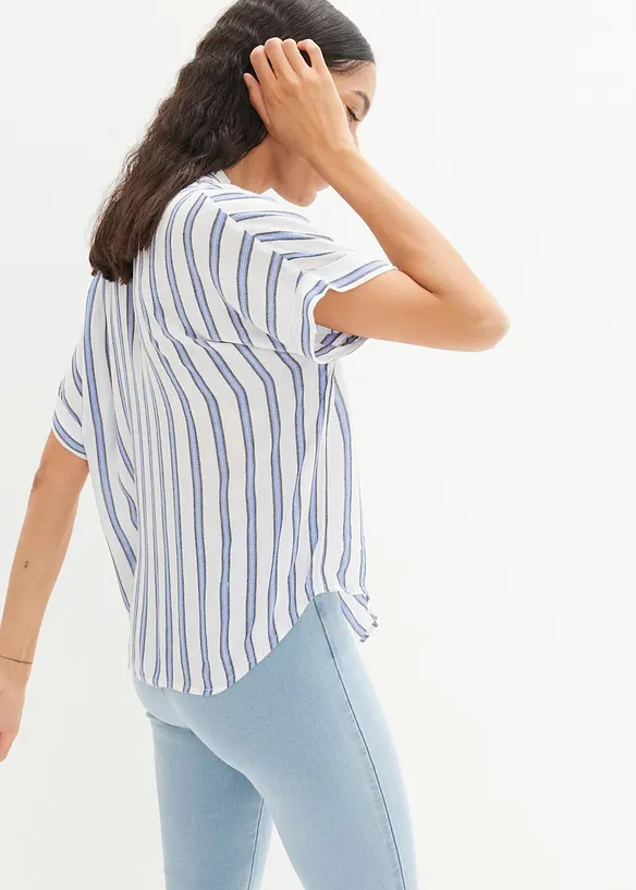 Blus i krinklad viskos med mjukt fall, bonprix