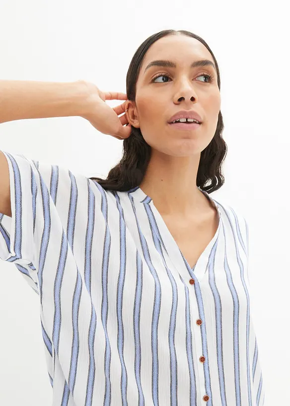 Blus i krinklad viskos med mjukt fall, bonprix
