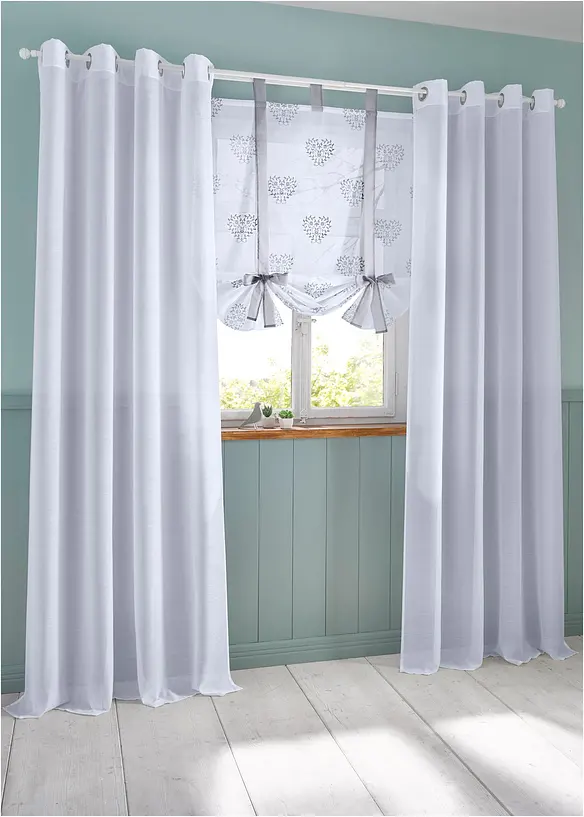 Hissgardin med hjärtmönster och återvunnen polyester, bonprix