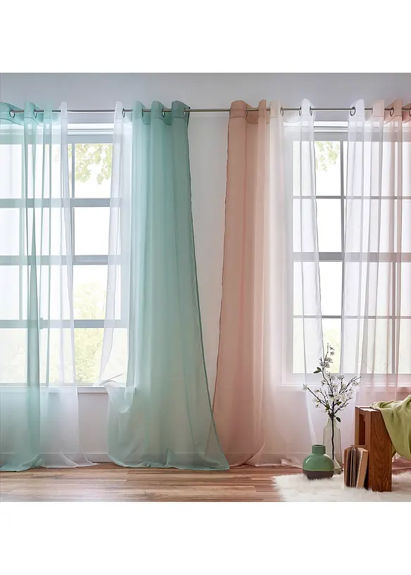 Gardin med färgskiftning i återvunnen polyester (2-pack), bonprix