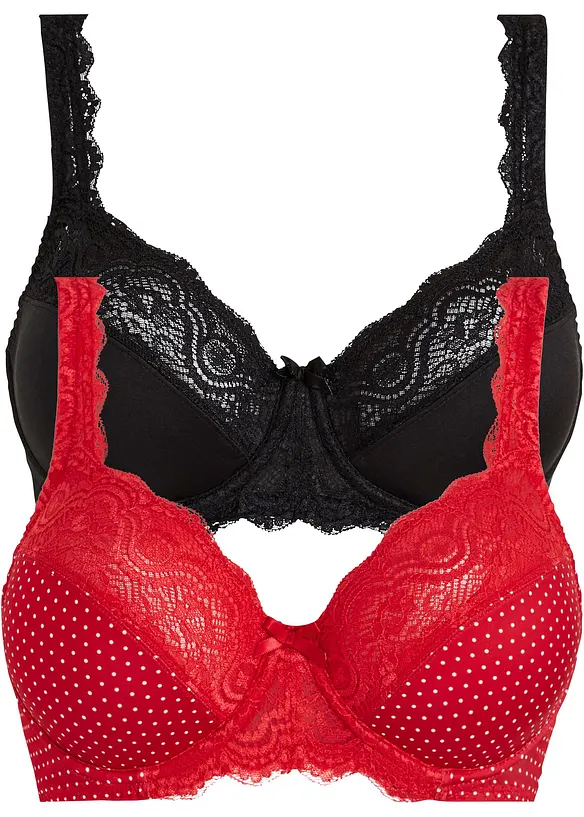 BH med bygel och fin spets (2-pack), bonprix
