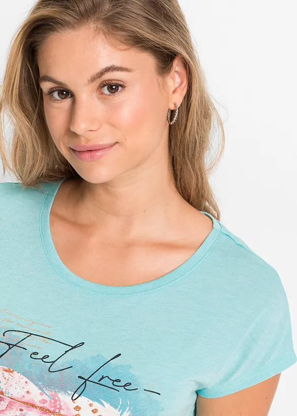 T-shirt med fjädertryck, bonprix