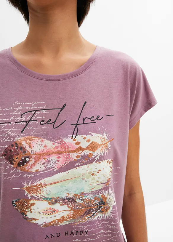 T-shirt med fjädertryck, bonprix