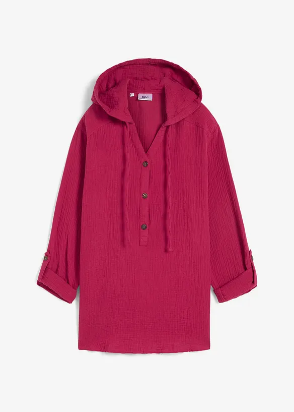 Muslinblus med luva i ren bomull, bonprix