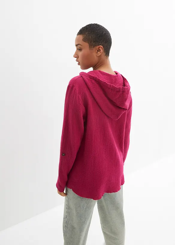 Muslinblus med luva i ren bomull, bonprix