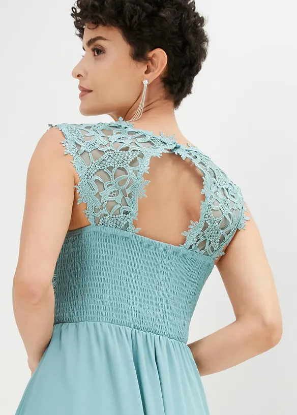 Lång aftonklänning med spets, bonprix