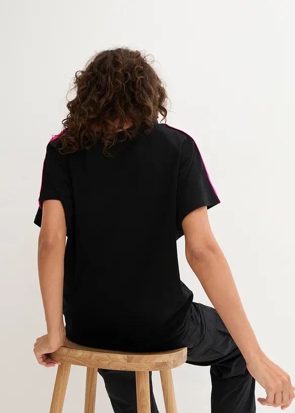 T-shirt av ekologisk bomull med neonf&auml;rgade r&auml;nder, bonprix