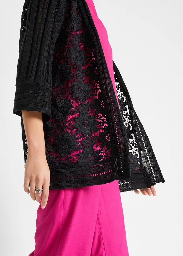 Cardigan med spets, bonprix