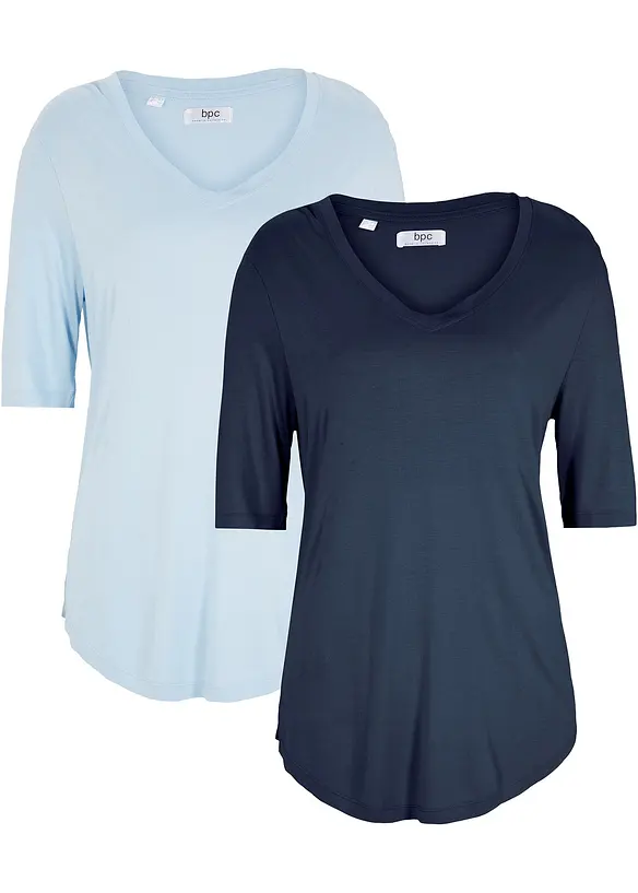Lång topp i mjuk viskos (2-pack), bonprix
