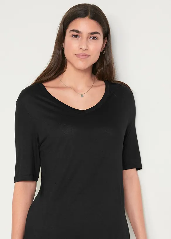 Lång topp i mjuk viskos (2-pack), bonprix