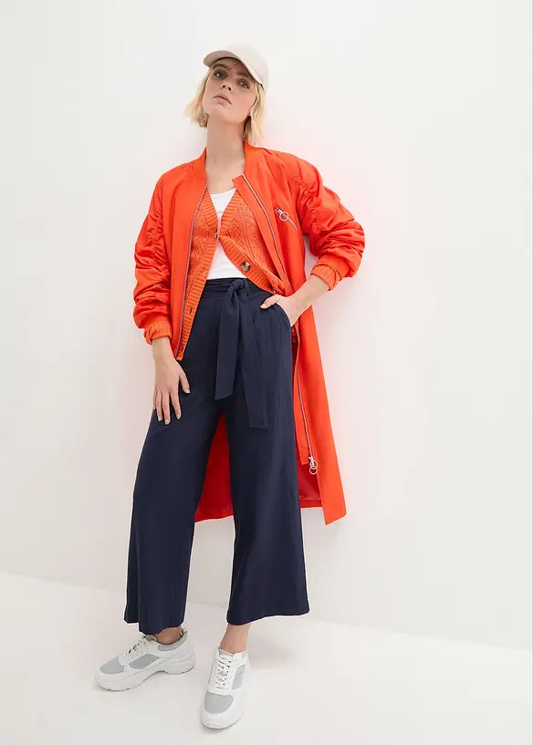 Ankellånga culotter med linneandel, bonprix