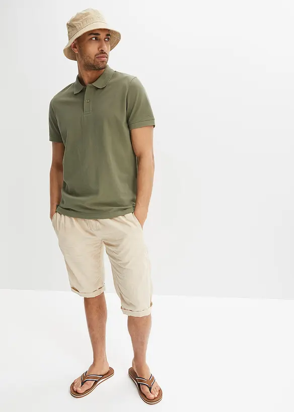 Kortärmad pikétröja i bomull, bonprix