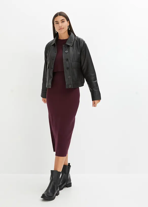 Stickad klänning och topp (2 delar), bonprix