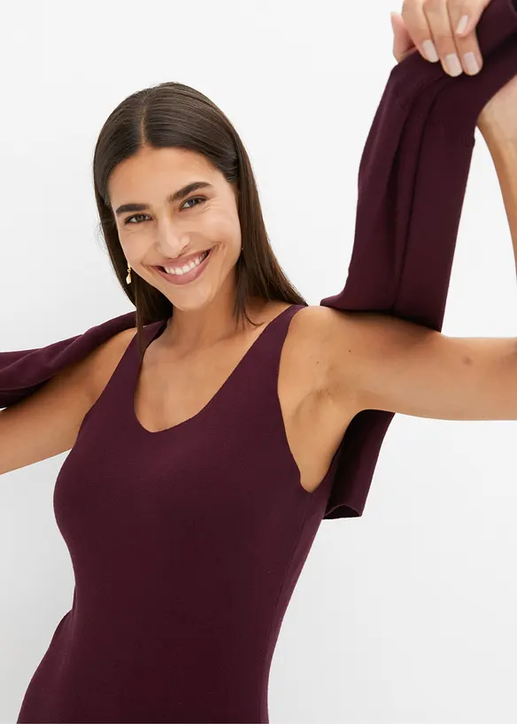 Stickad klänning och topp (2 delar), bonprix