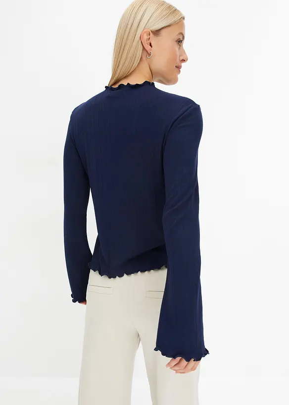 Ribbstickad långärmad T-shirt, bonprix