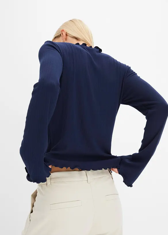 Ribbstickad långärmad T-shirt, bonprix