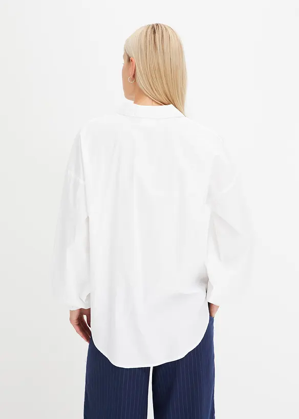 Lång långärmad poplinblus i oversizemodell, bonprix