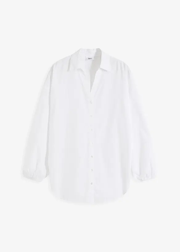 Lång långärmad poplinblus i oversizemodell, bonprix