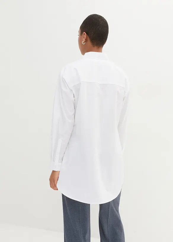 Lång blus av bomull med längre bakstycke, bonprix