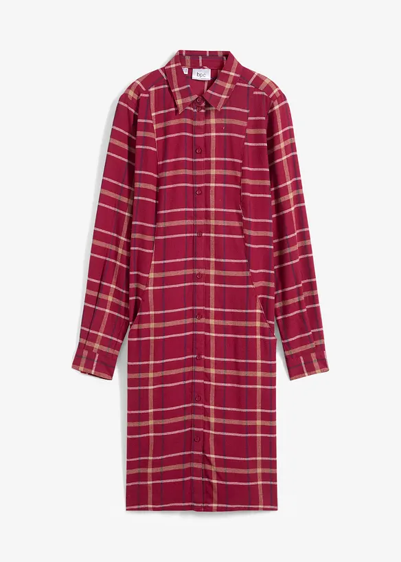 Flanell-skjortkl&auml;nning med rutm&ouml;nster, bonprix