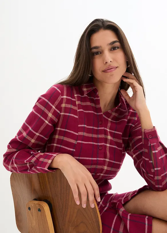 Flanell-skjortkl&auml;nning med rutm&ouml;nster, bonprix