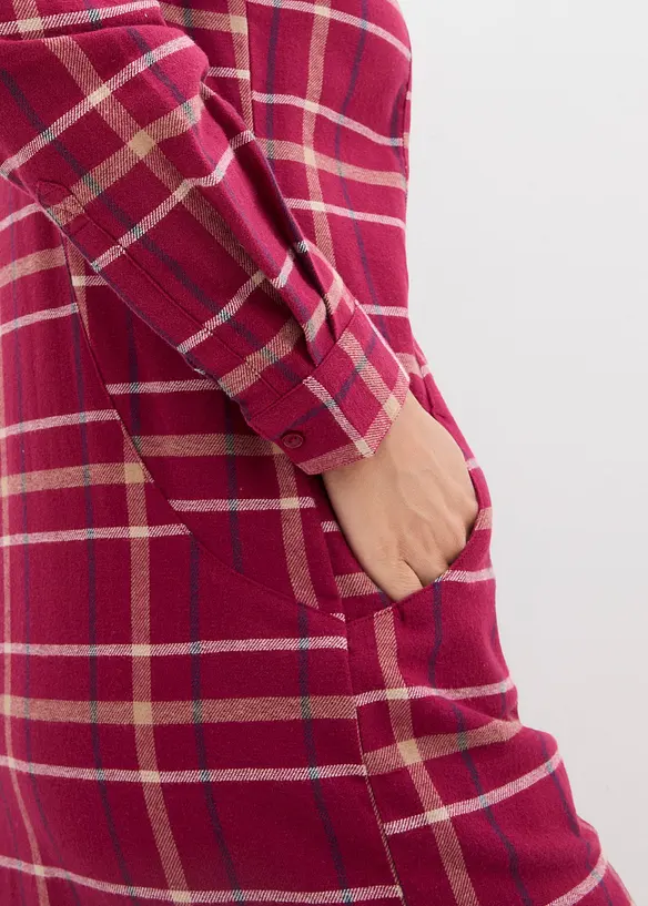 Flanell-skjortkl&auml;nning med rutm&ouml;nster, bonprix