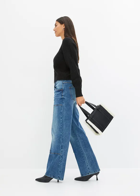 Jeans Wide Leg Mid Waist, bonprix
