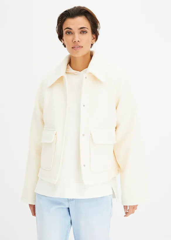Tunn teddyjacka av bouclé, bonprix