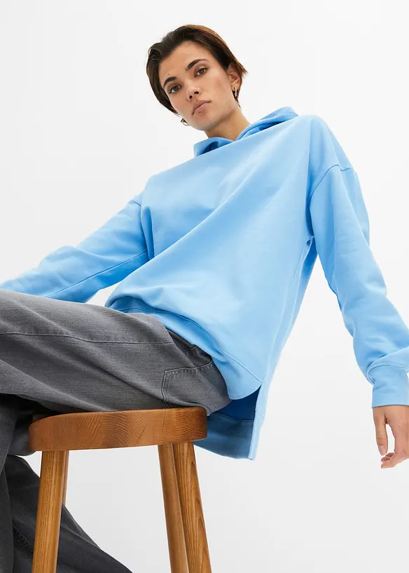 Sweatshirt med huva i ren bomull, bonprix