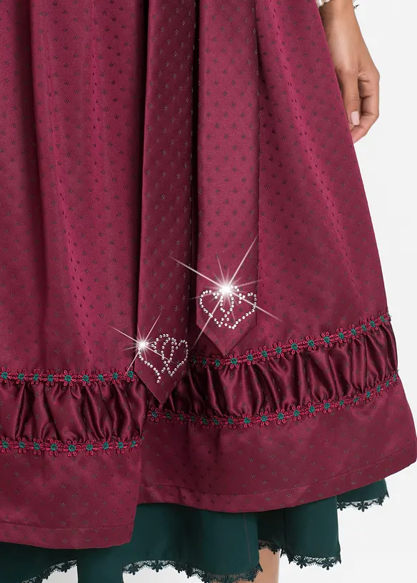Dirndl med broderat satinförkläde (2 delar), bonprix