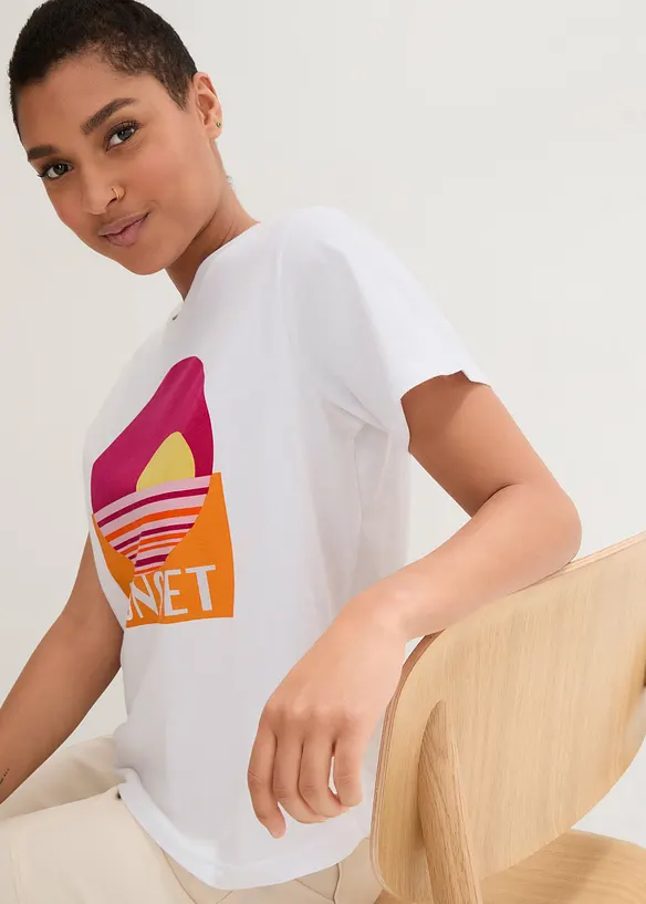 T-shirt med tryck och ekologisk bomull, bonprix