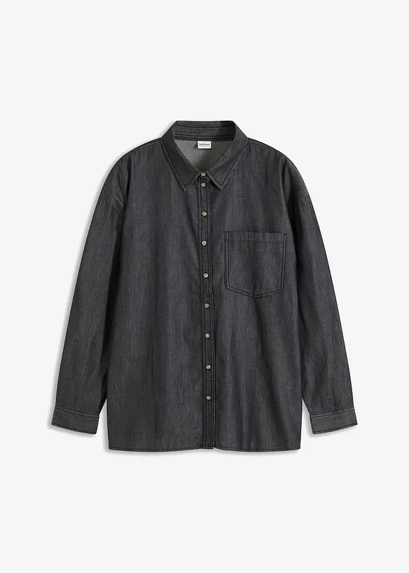 Jeansskjorta i oversizemodell, ekologisk bomull, bonprix