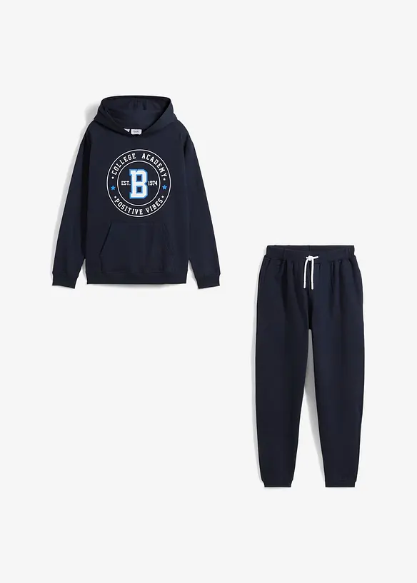 Sweatshirt och trikåbyxa av mjuk bomull (2 delar), bonprix
