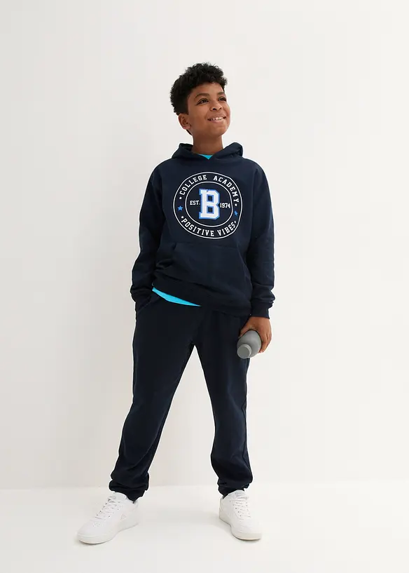 Sweatshirt och trikåbyxa av mjuk bomull (2 delar), bonprix