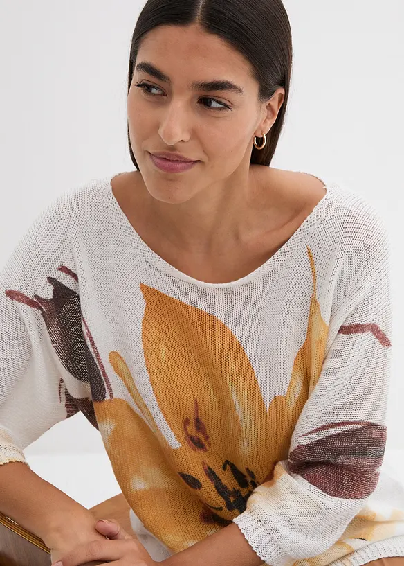 Tröja med blommotiv, bonprix