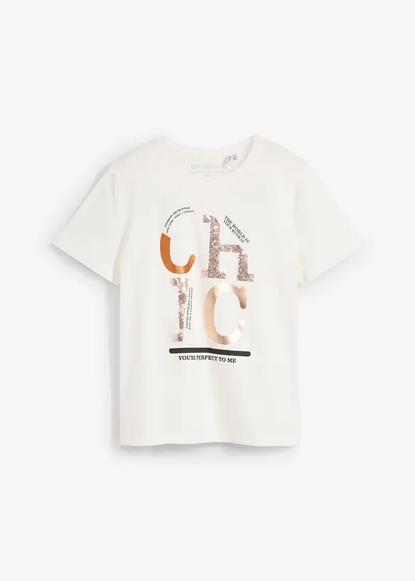 T-shirt med glittrigt tryck, bonprix