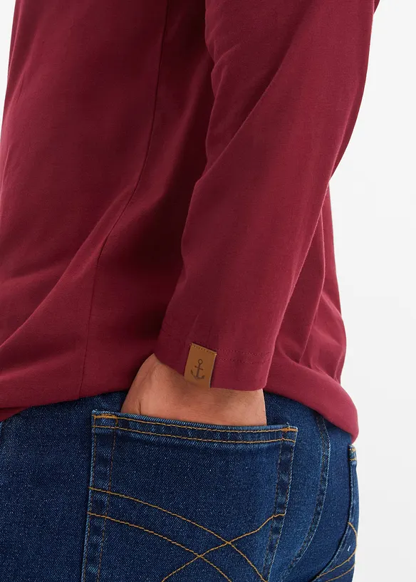 Långärmad T-shirt i farfarsmodell (2-pack) i ekologisk bomull, bonprix